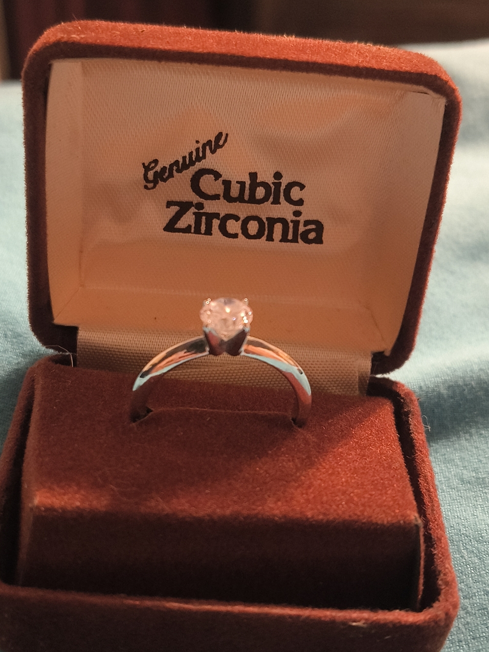 Genuine Cubic Zirconia Solitaire Ring in Silver
